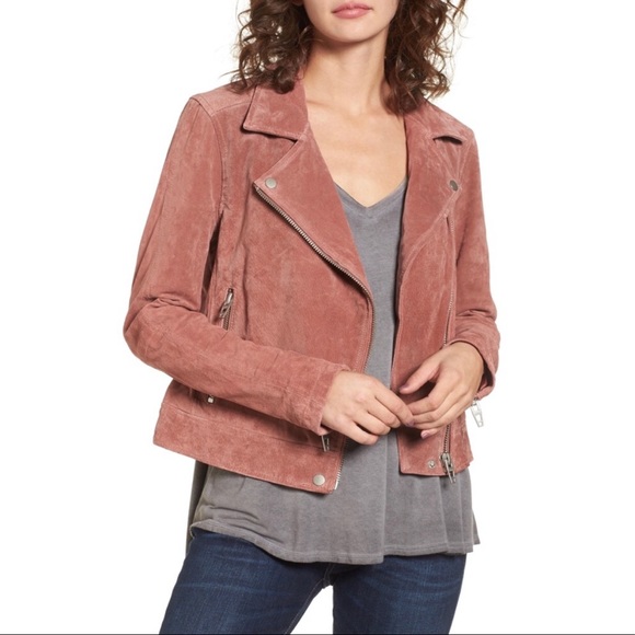 Blank NYC Jackets & Blazers - NWT Blank NYC Suede Moto Jacket Coral Cedar Pink